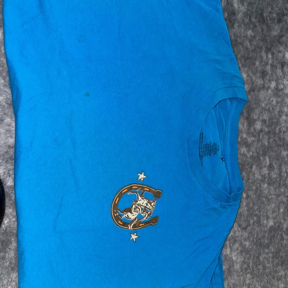 Tops - Blue T-Shirt with Horse Shoe Design